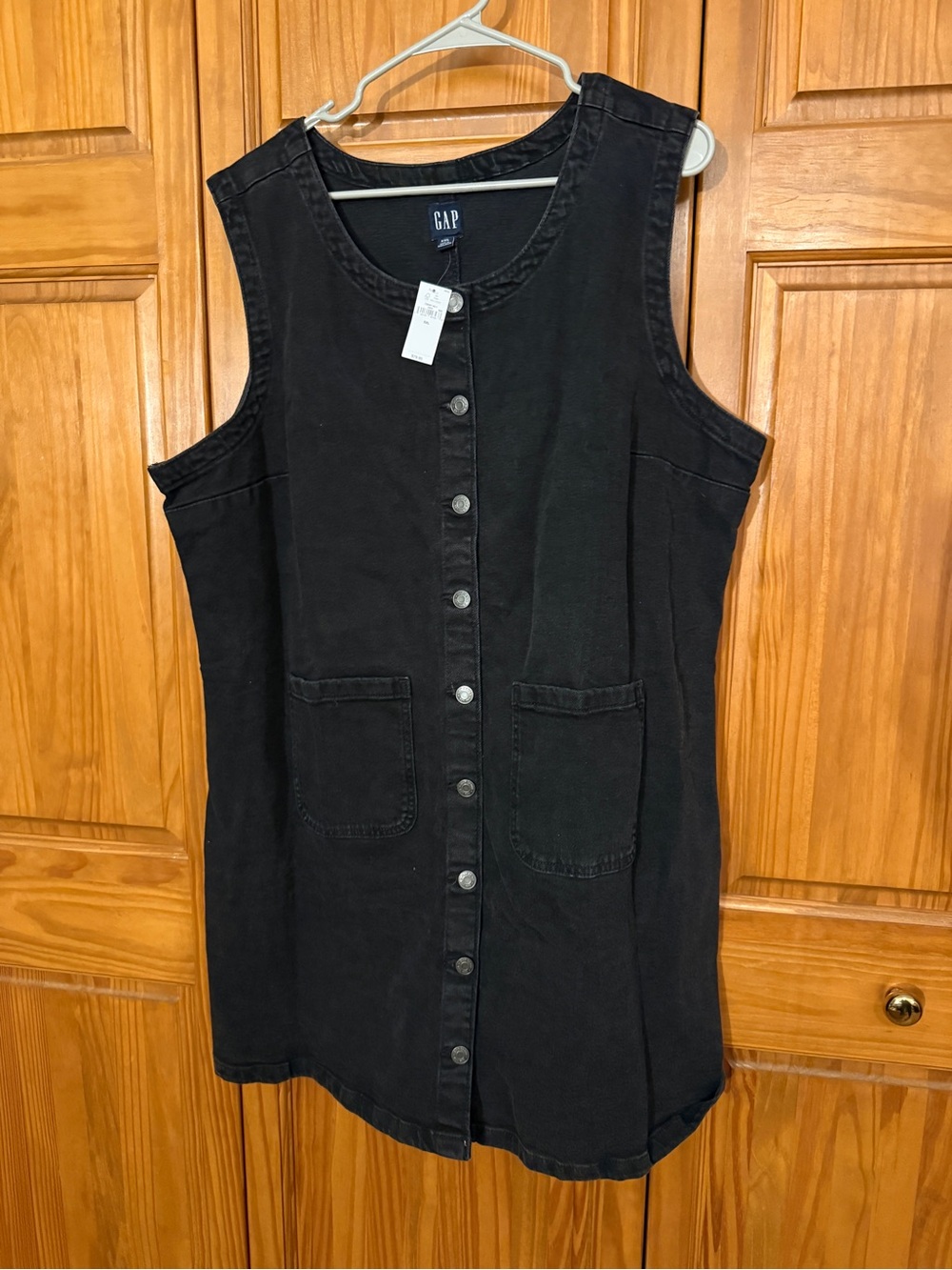 GAP Black Button-Front Denim Dress